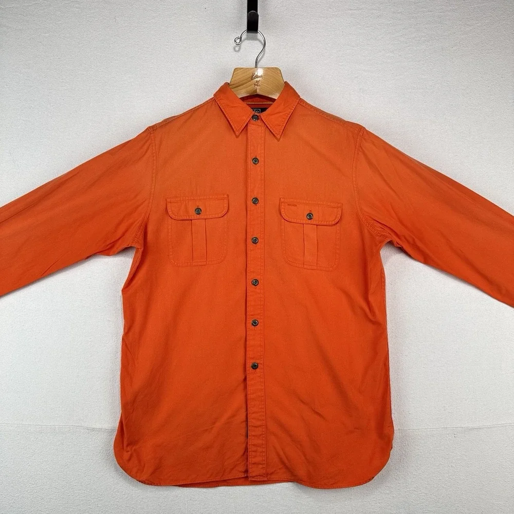 Polo Ralph Lauren Sunfaded Safari Shirt Men's L Orange Long Sleeve Button Up